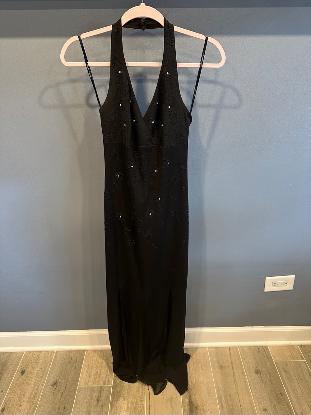 Vintage Rampage Halter Floral Bead M Maxi Dress Whimsigoth Prom Y2K Fairygrunge